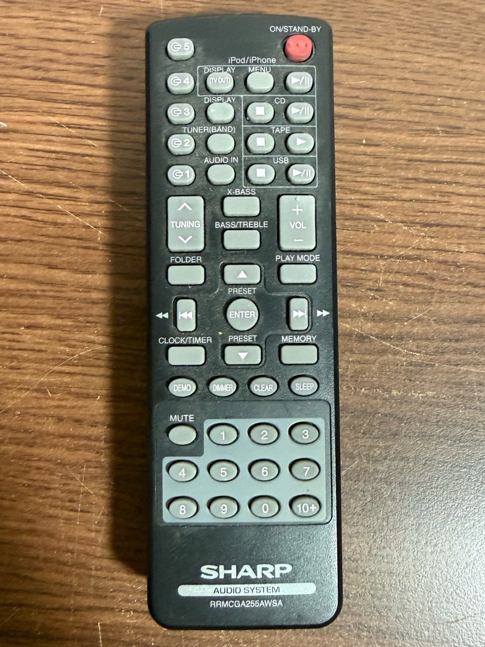 Sharp RRMCGA255AWSA Home Audio Remote Replacement